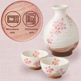 TIKUSAN Ceramic Japanese Sake Set Sakura Mino Ware