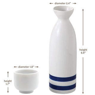 TIKUSAN Ceramic Japanese Sake Set White Mino Ware Janome